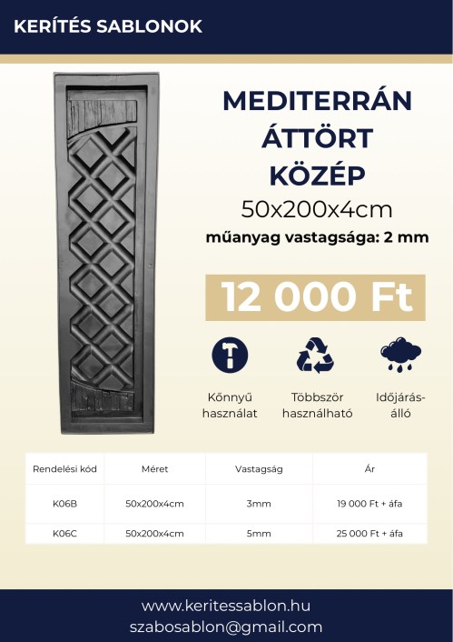 Mediterrán áttört íves közép - adatlap